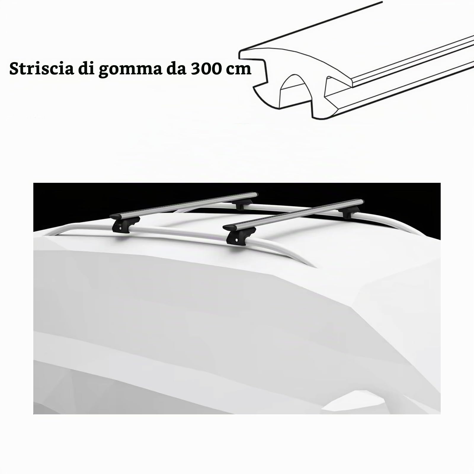 Tira di gomma per barra da tetto dell'auto, 300 cm T//h -ule 52102, tira di gomma di ricambio per barra laterale per evitare la polvere e ridurre la resistenza al vento