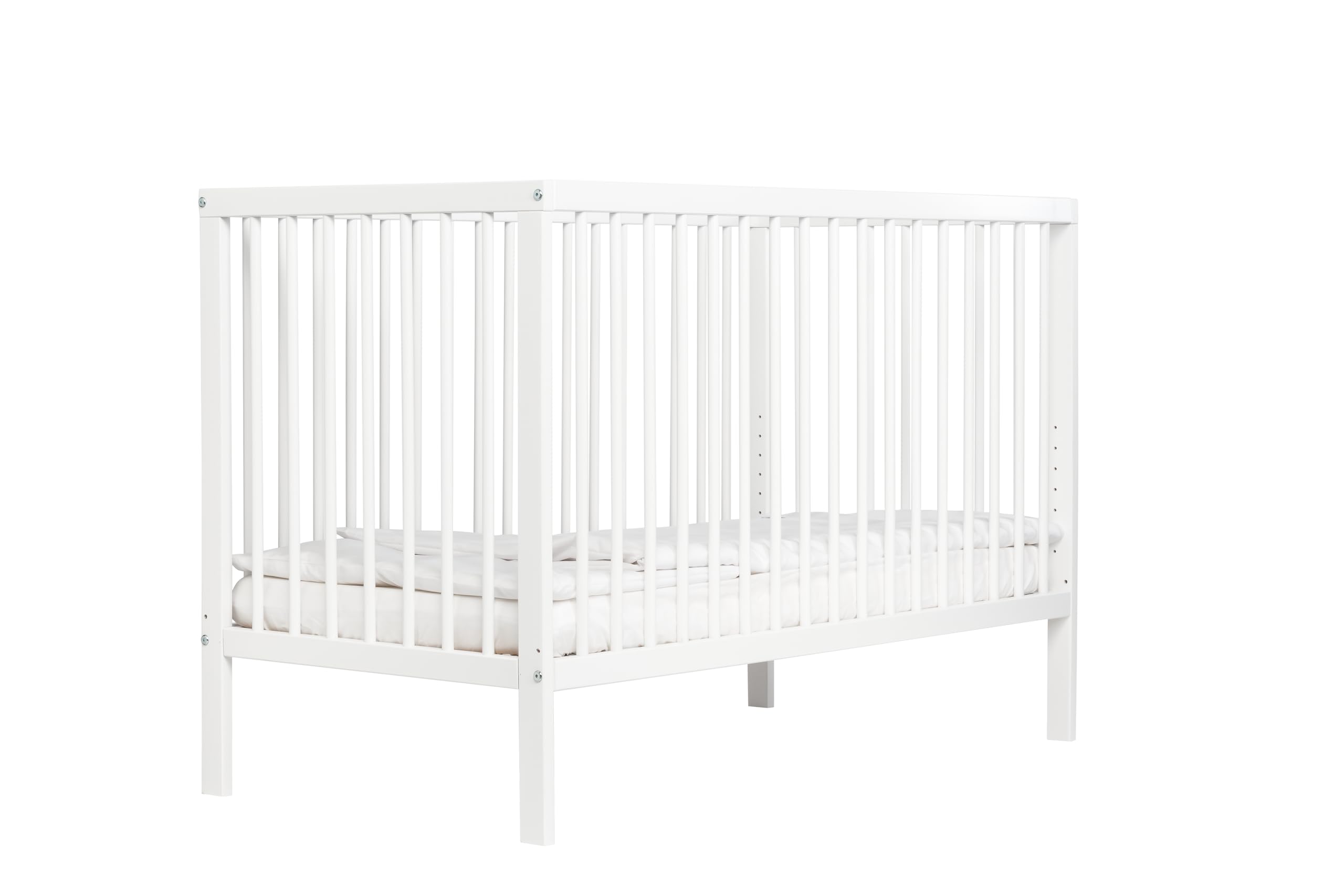 Mokee Mini Lit Bébé Evolutif - Lit Bébé Convertible 100% en Bois Massif - Berceau Transformable en Lit Enfant - Sommier à Lattes - Lit à Barreaux