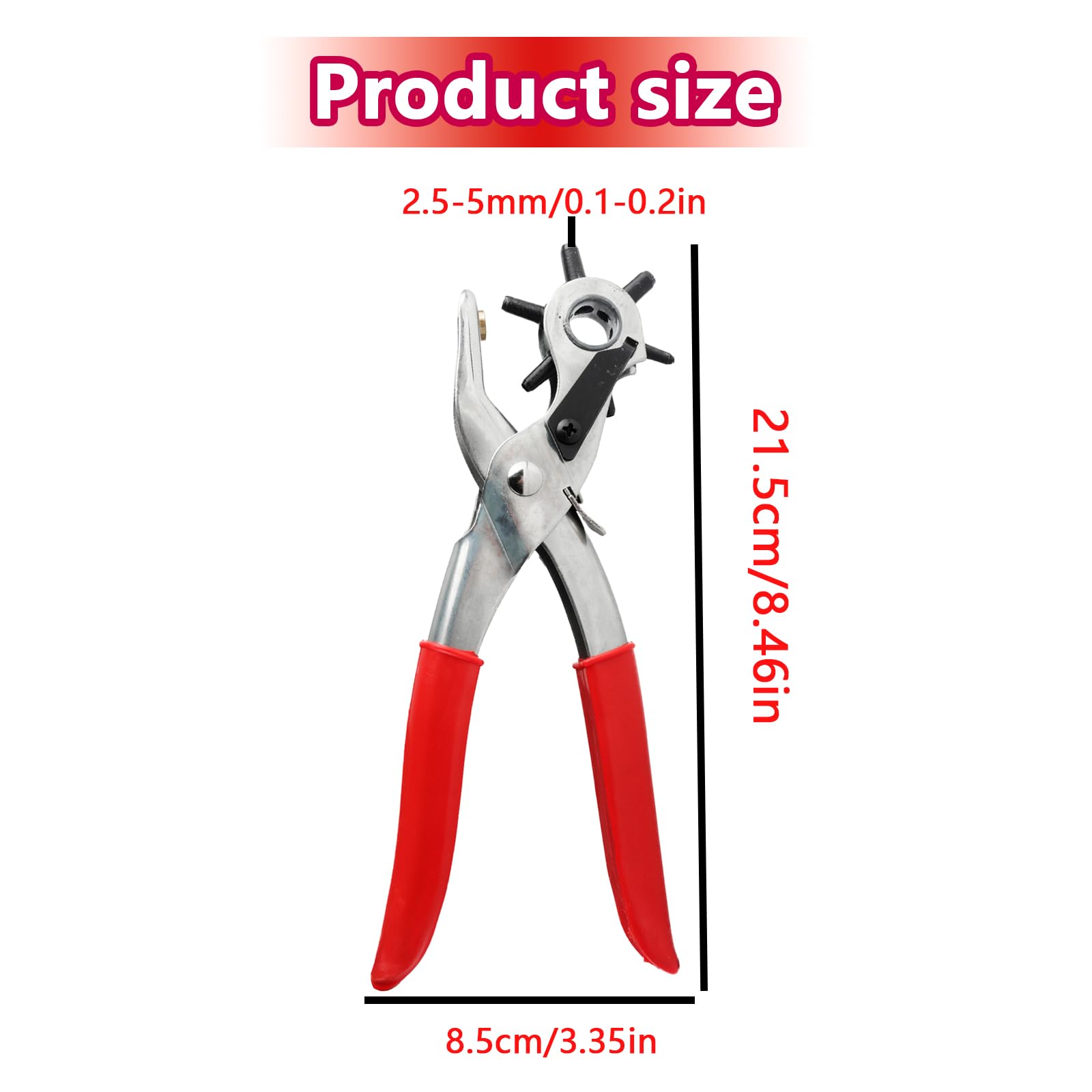 Revolving Punch Pliers Heavy Duty, Multi-Function Hole Punch Tool for Leather Plastic - Image 2