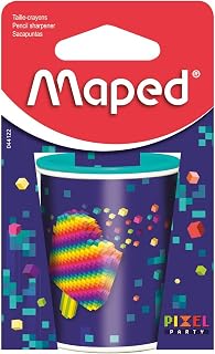 Maped - Temperamatite Pixel Party - Taglio facile e preciso - Lattina in metallo ultra...