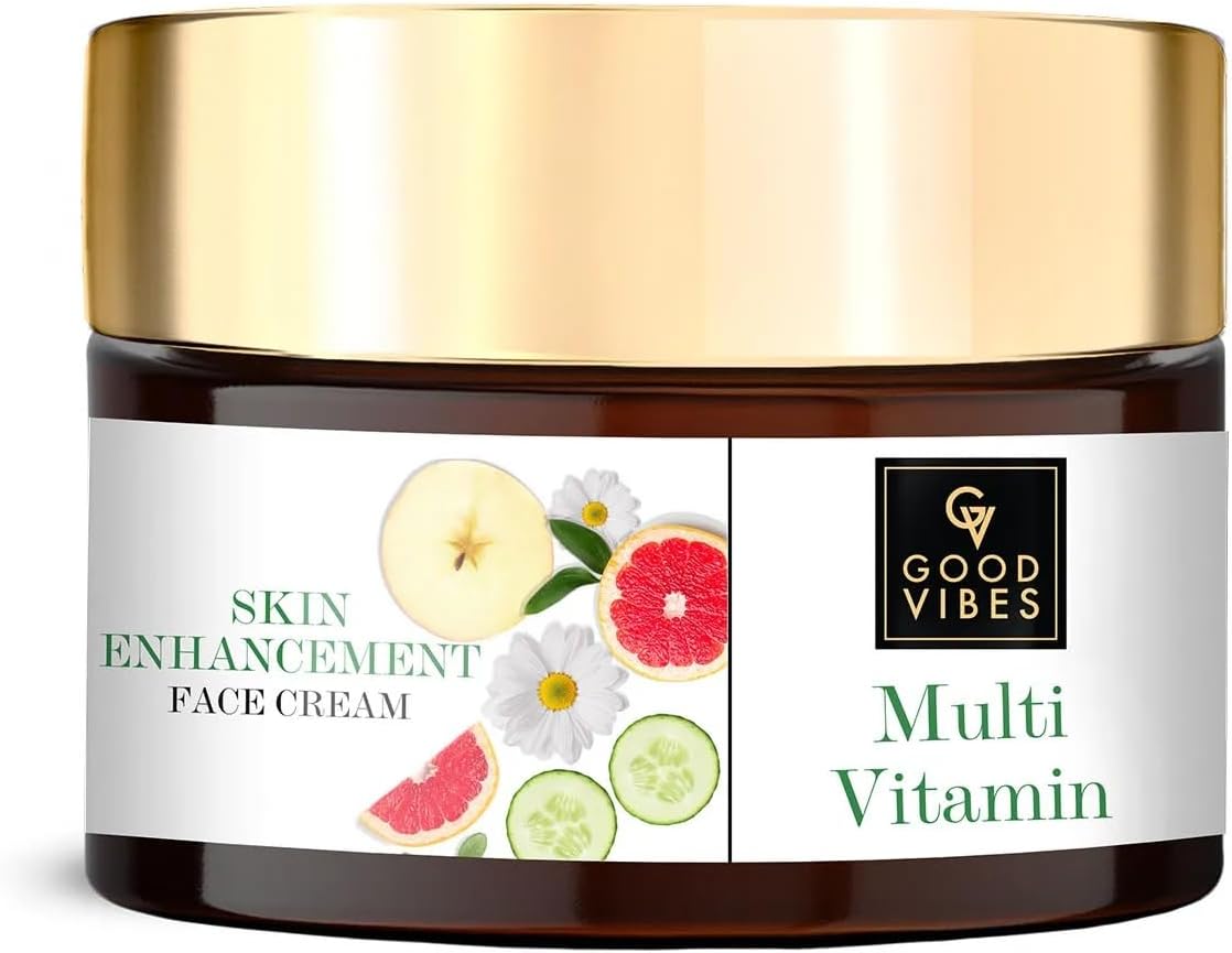 Good Vibes Multi Vitamin Skin Enhancement Face Cream, 50 g Deep Moisturization & Skin Improvement For All Skin Types, Helps Reduce Wrinkles & Fine Lines, Natural, No Parabens & Sulphates