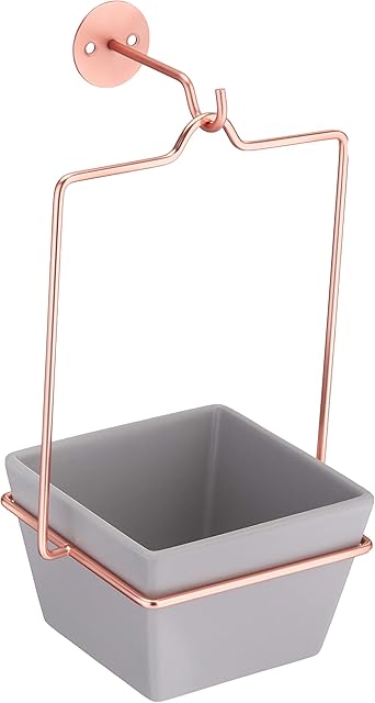 Amazon Basics Hanging Planter, Square - Grey/Copper