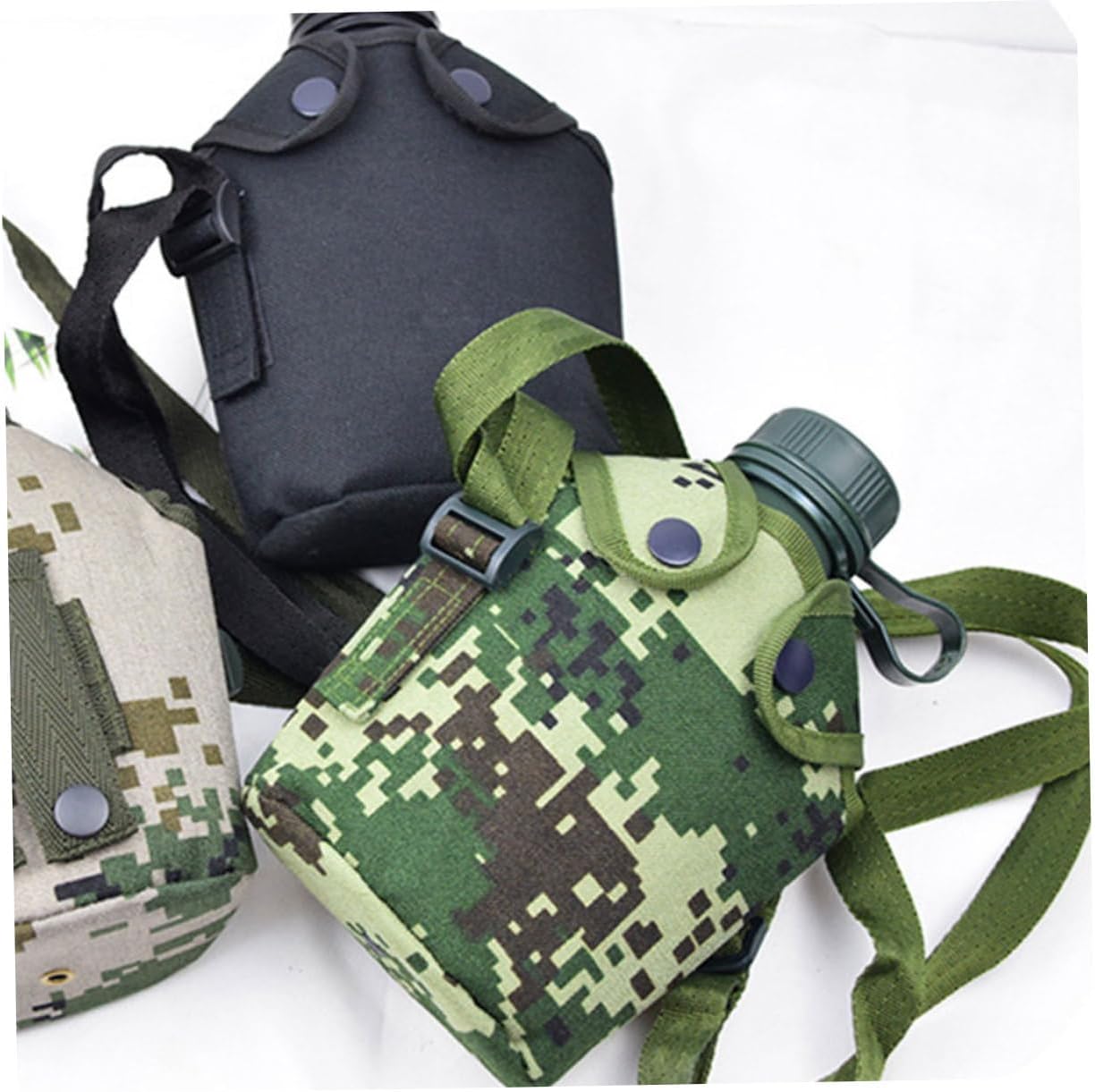 Mipcase 3pcs Portable Water Bottle Insulated Military Canteen for Camping Hiking and Outdoor Activities Made of Strong Cloth and Aluminum Material