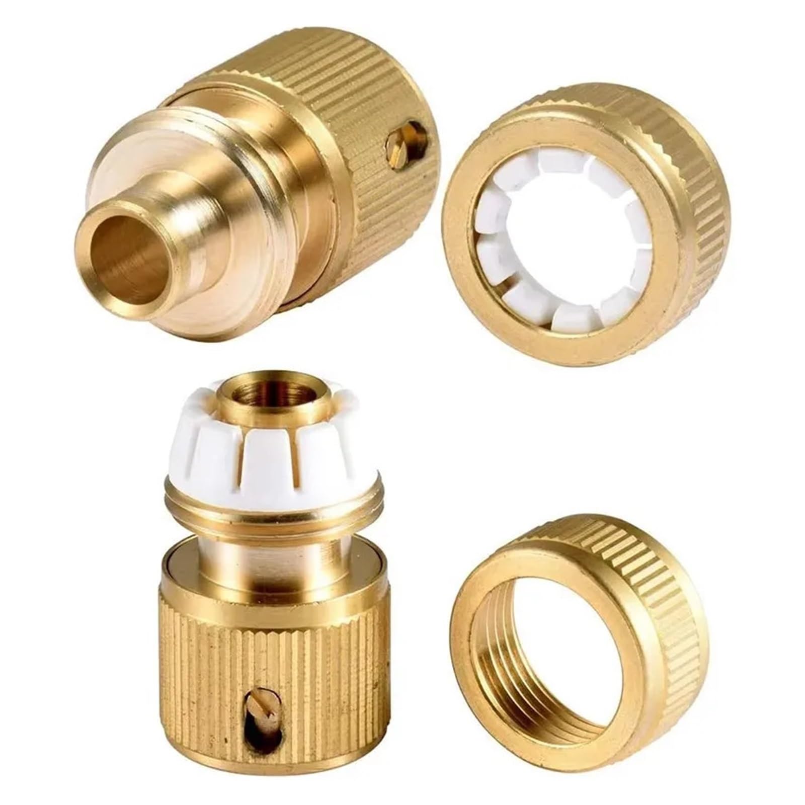Generico estremità del connettore Tubo in Ottone Raccordo rapido da 1/2" for Giardinaggio, irrigazione Domestica, Lavaggio Auto(4 PCS)