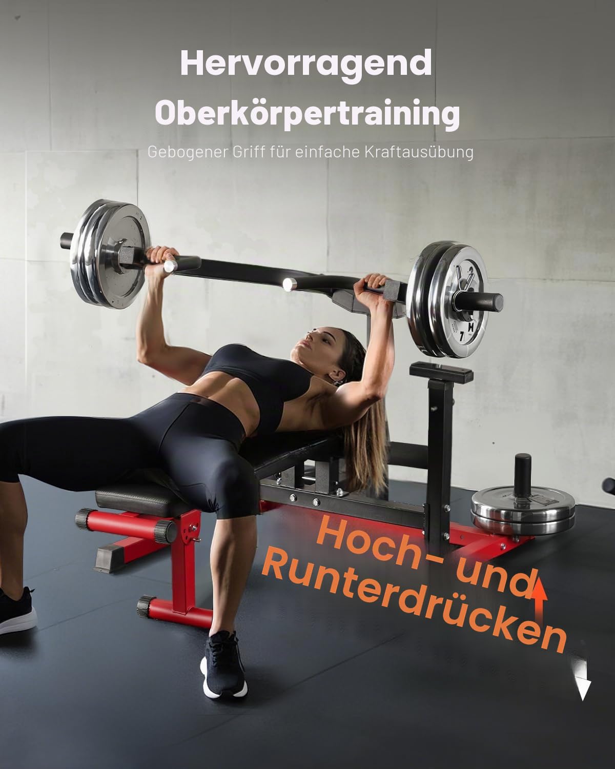 VEVOR Brustpresse, 204 kg belastbares Bankdrückset, verstellbare Flache Schrägbank mit unabhängigen konvergierenden Armen, obere Brust-Ausrüstung, Heim-Fitnessgerät für Brust Bauchmuskeltraining