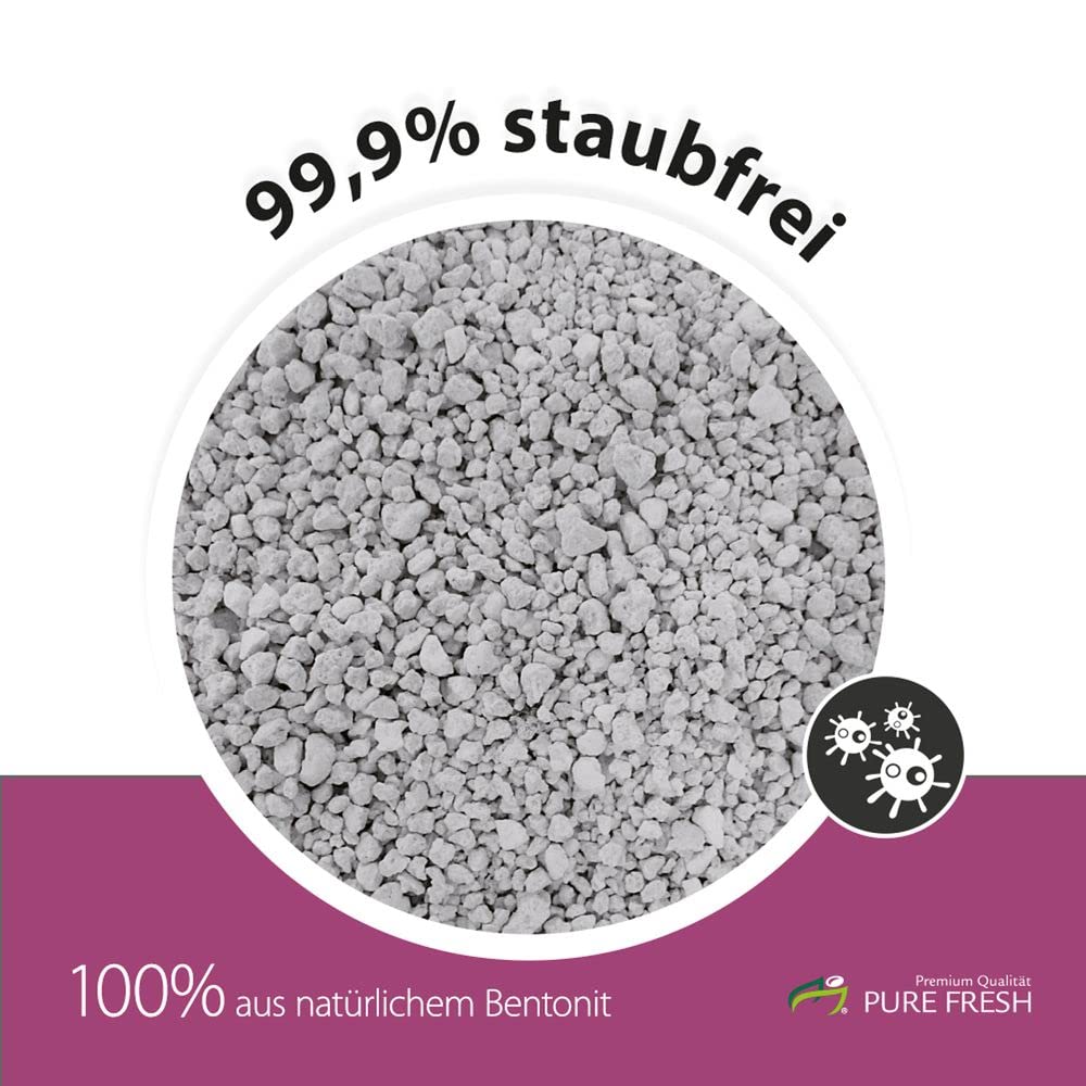 KAHU® Pure Fresh Katzenstreu mit Babypuderduft 6L(4 x 5,2kg) • Klumpstreu für Katzenklo • Naturstreu aus Kalzium Bentonit • Hoch absorbierend & stark klumpend • Bekämpft Gerüche aktiv