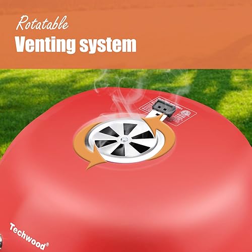 Miniatura 2 de Techwood Parrilla eléctrica para interiores y exteriores de 1600 W, parrilla eléctrica para barbacoa, parrilla extraíble portátil (rojo, parrilla de