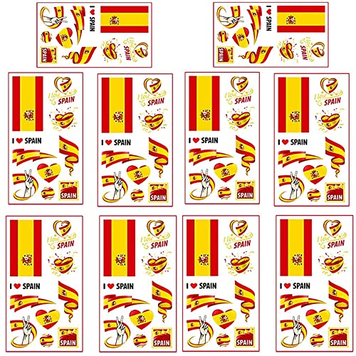 10 Pegatinas de Tatuaje Temporal , Tatuaje de Bandera, Pegatinas de Banderas Nacionales- ES Cover