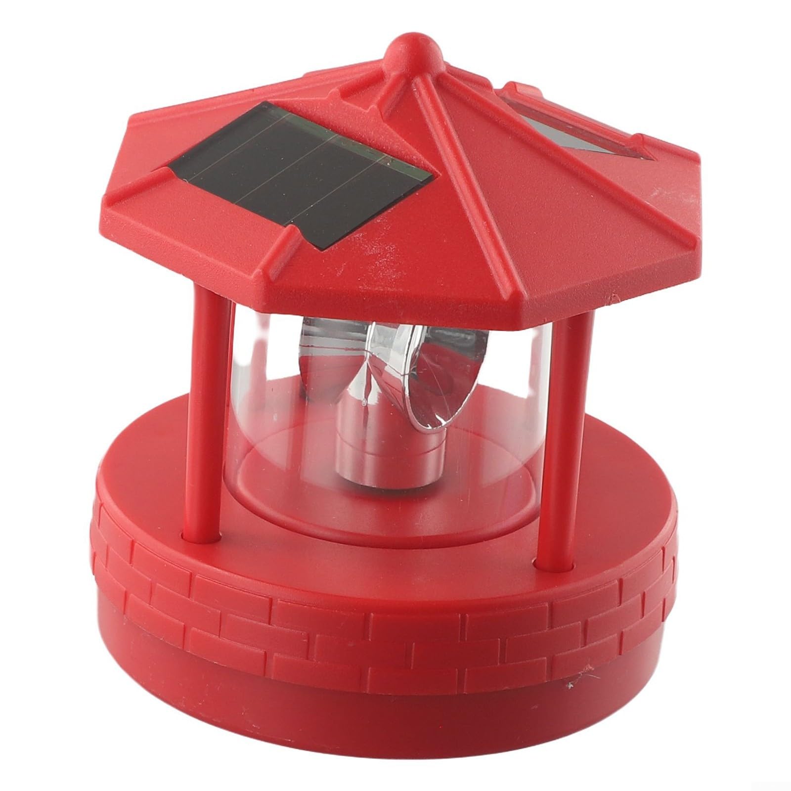Solar Rotating Lighthouse, LED Solar 360-degree Rotating Lighthouse Lawn Light Garden Waterproof for Street Light for Outdoor(red)
