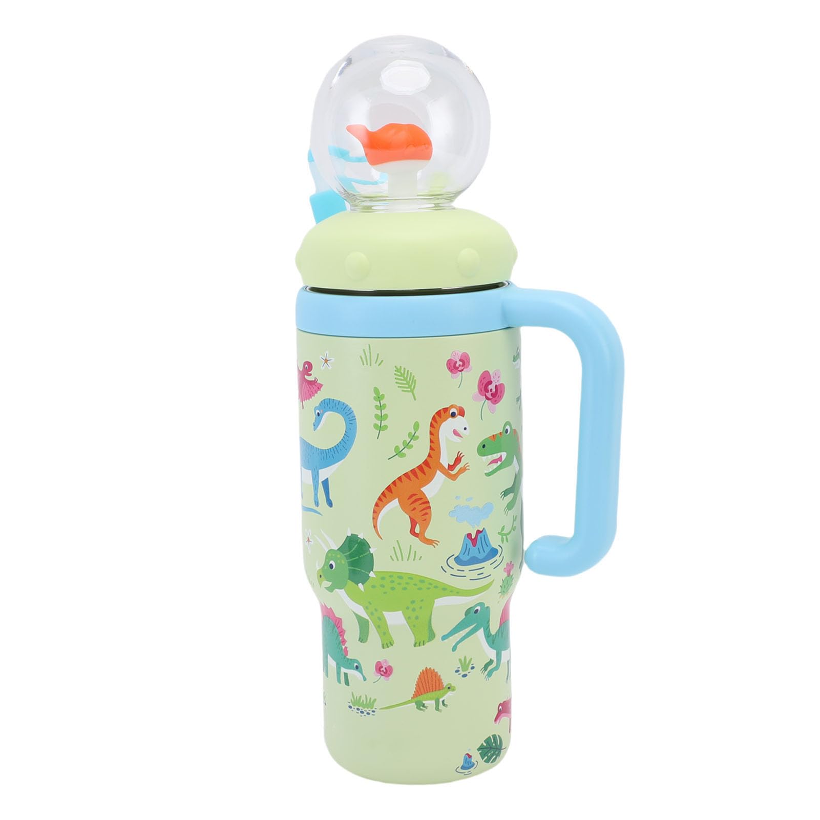 Cryfokt Wal-Brunnenbecher aus Edelstahl für, 710 Ml, Schnabeltasse mit Spritzwassergeschützter, Breiter Öffnung und Ergonomischem Griff für Kleinkinder (GREEN)