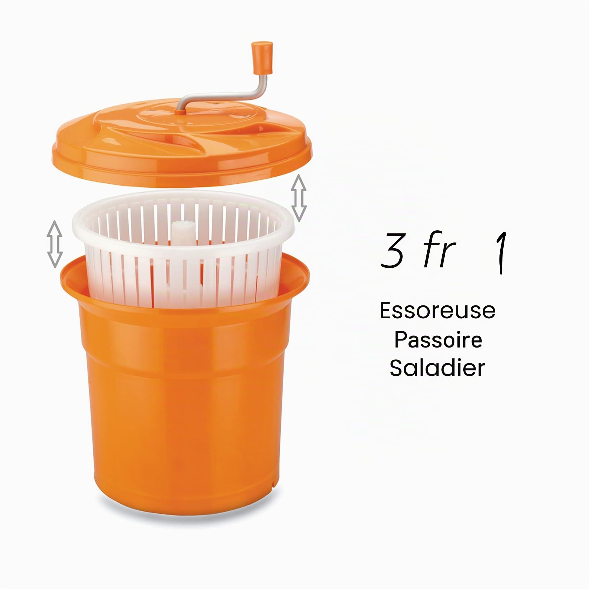 Lacor 61425 - Centrifugeuse manuelle 25 litres - Orange | Ustensile professionnel durable; conçu pour un rendement optimal y nettoyage rapide et facile au lave-vaisselle