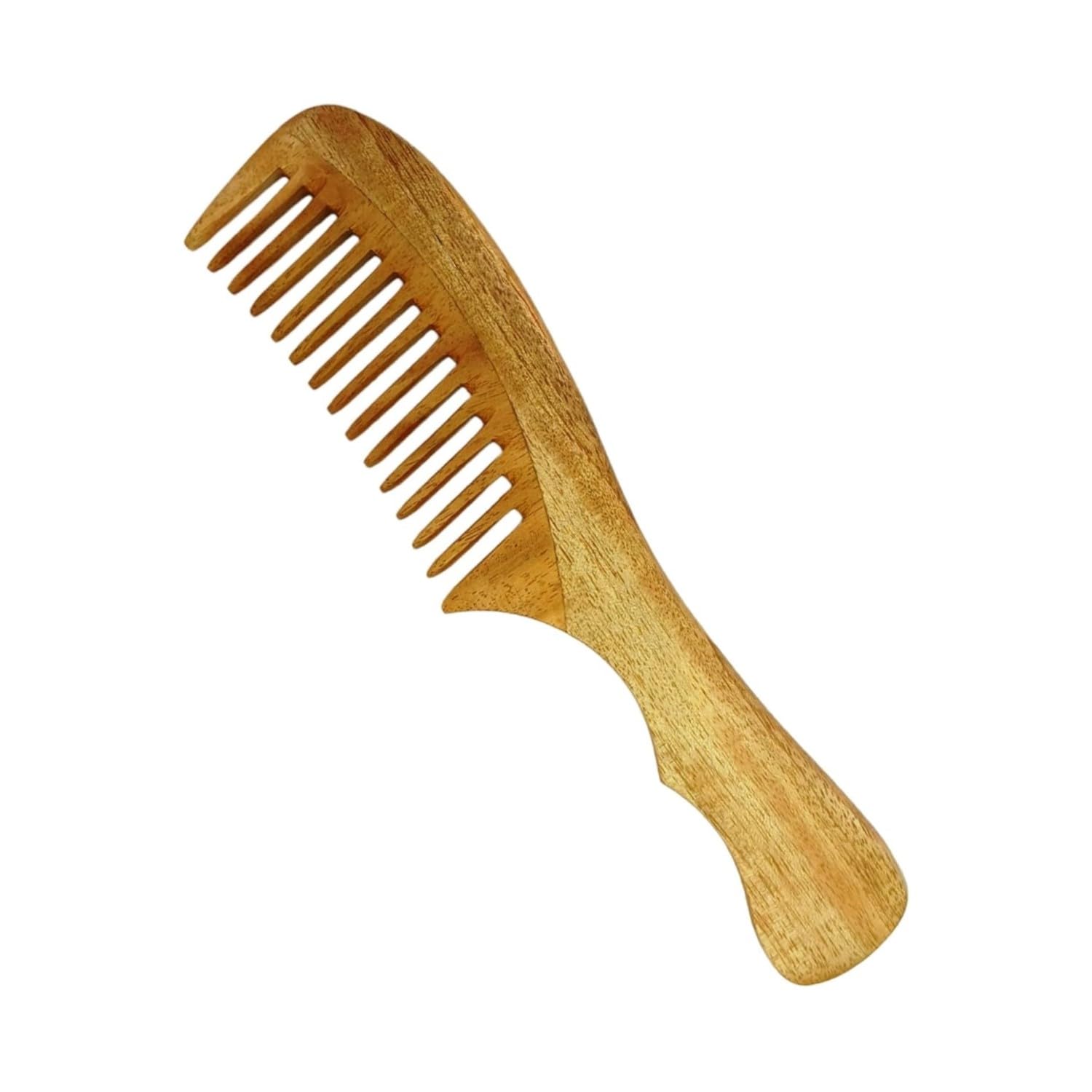 TECHSUPREME Peine de nim 100 % puro y natural para hombres y mujeres, reduce la caída del cabello y controla la caspa, peine de madera de dientes anchos, peine desenredante para barba y bigote para