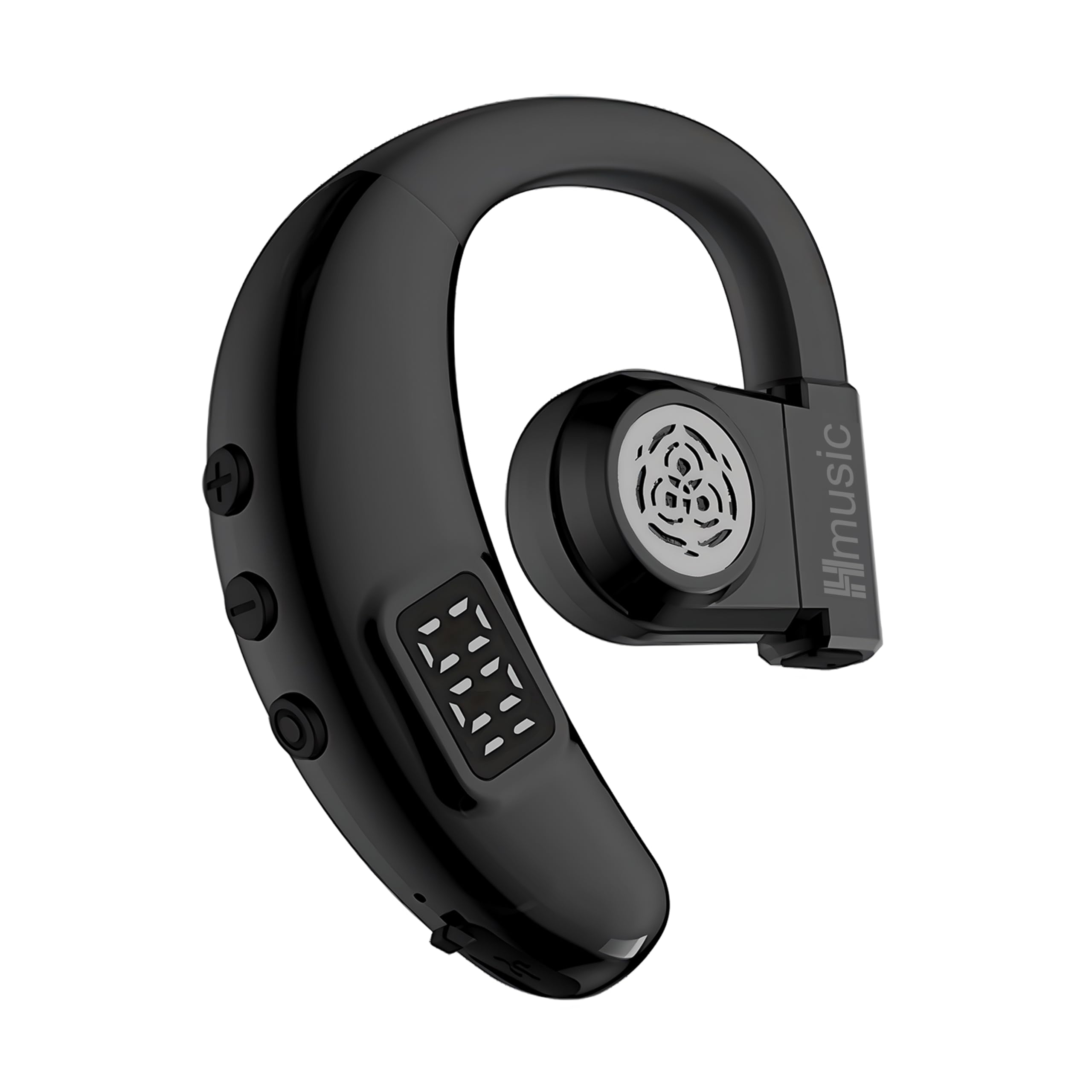 Hmusic 片耳イヤホン Bluetooth5.4（左右耳兼用）耳掛け式ブルートゥース カタミミ イヤホン ENCマイク付き ハンズフリー通話 IPX5防水 Type-C急速充電 20時間再生 LEDバッテリー残量ディスプレイ 物理ボタン 自動ペアリング 瞬時接続ワイヤレス ブルートゥース ヘッドセットビジネス/運転/オフィス (telec: 217-241719) (ブラック)