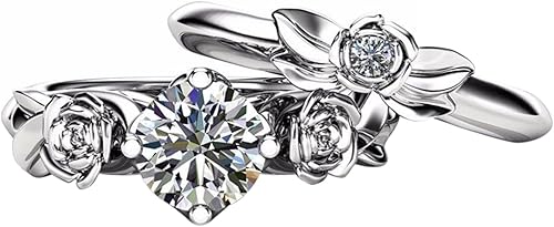 Highs Lows Ring With Zirconia New Ring Water Drop Diamond Women's Ring Creative Pair Fat Rings