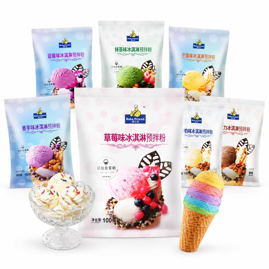 Mezcla Casera De Helado En Polvo: 7 Sabores, Paquete 100 G For Casero Blando/duro, Fácil Usar