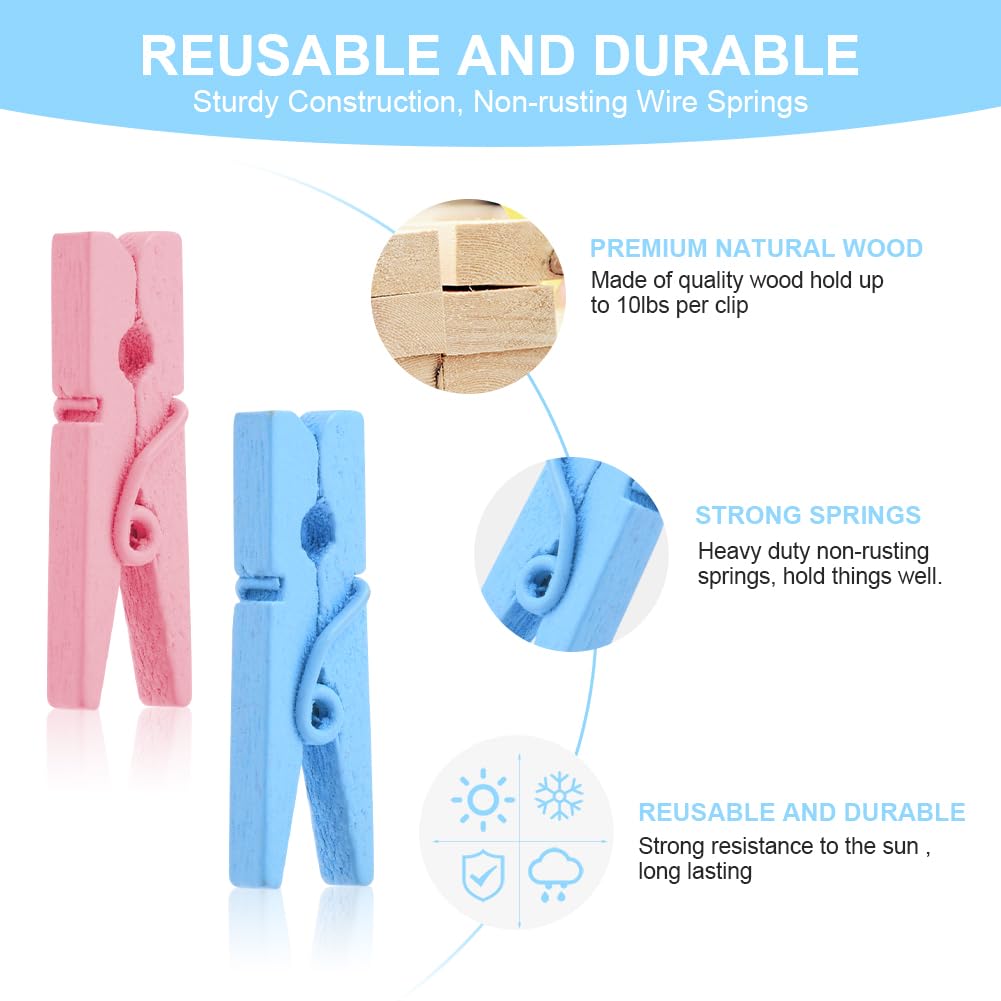 Vicloon Mini Wooden Pegs, 110 Pcs Colorful Mini Photo Clips, Perfect for DIY Decorations Arts and Crafts, Weddings, Events - Image 3