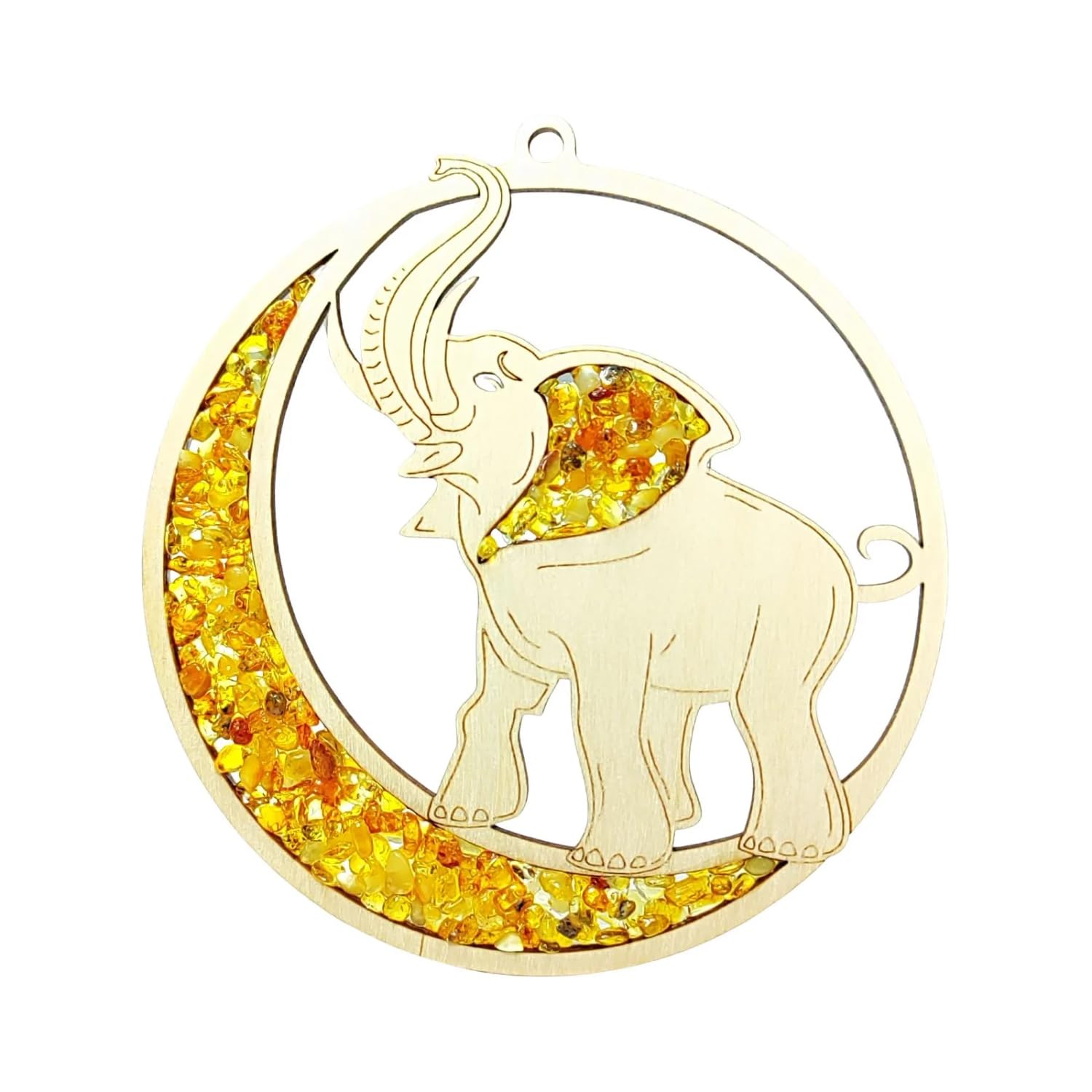 Attrape-soleil éléphant en bois de bouleau ambre, suspension d'artisanat pour fenêtre