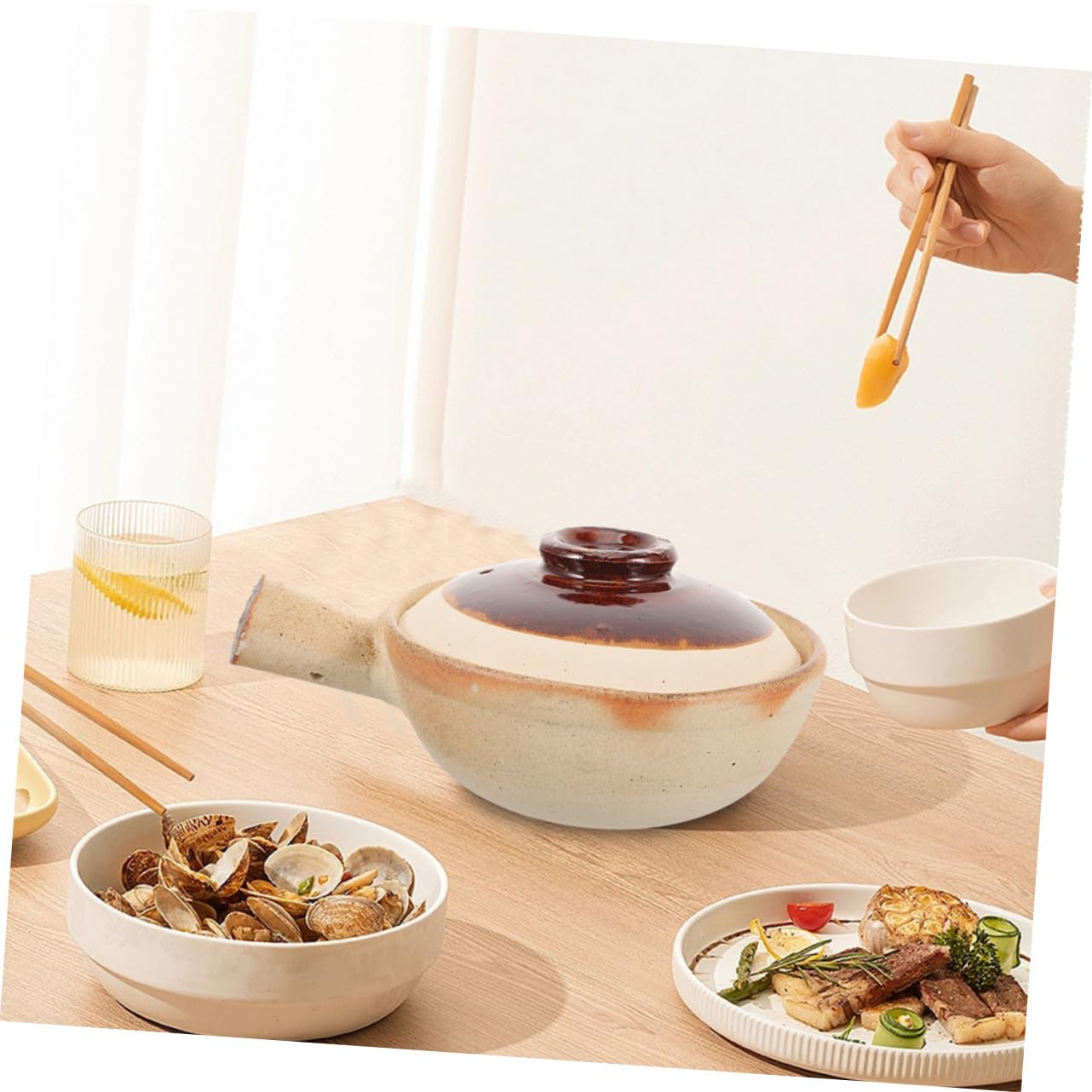 Toyvian Cocotte De Cuisine Marmite à Ragoût Cocotte Céramique Marmite à Soupe Plat Avec Couvercle Ustensiles De Cuisine