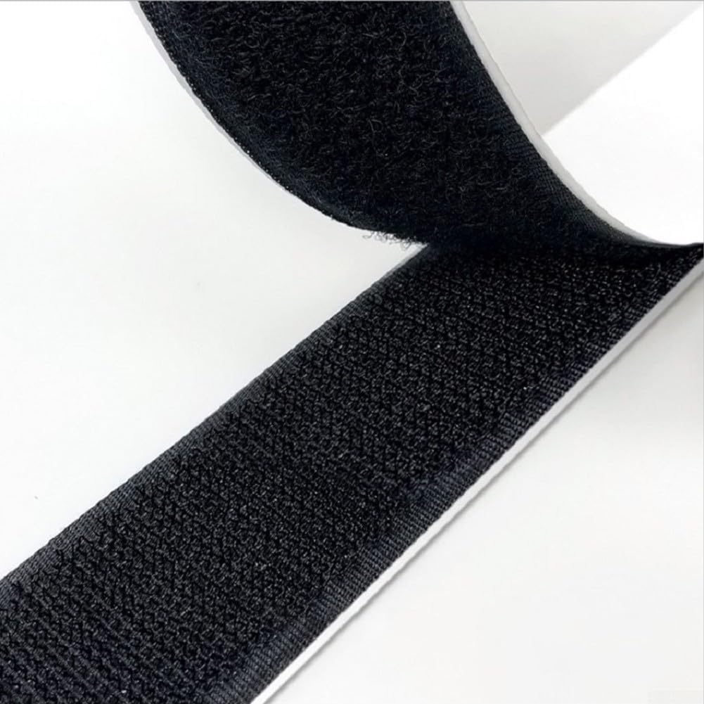 Self- Strip, 2 cm Wide Hook and LOOPs Tape with Sticky Back for Indoor Mounting – Nylon Pressure-Sensitive Fastening Tape, DIY Strap(black)