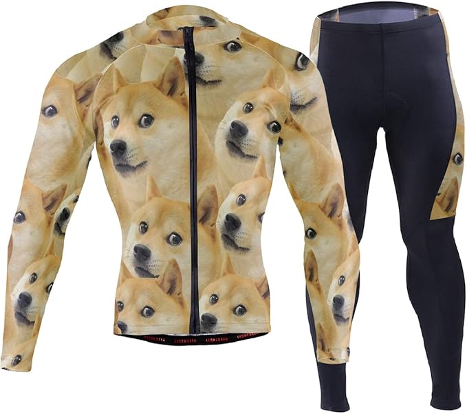 Amazon サイクリング服 上下セット サイクリングスーツ 犬柄 柴犬 しばけん 自転車ウェア サイクルパンツ 長袖 サイクリングパンツ スポーツウェア マウンテンバイク服装 スポーツ用品 速乾 ゴルフウェア 弾力性 ウィンドブレーカー 通気性 サイクル 自転車 サイクル