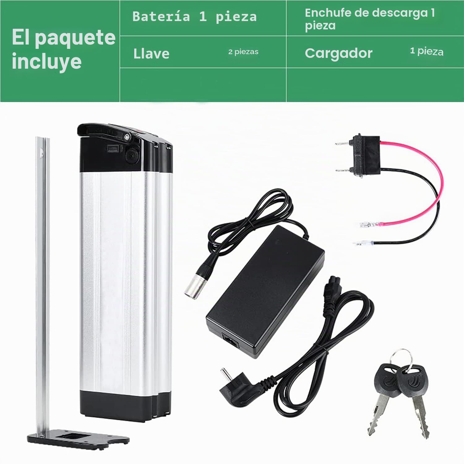ZHIKAN Silver Fish 36V 15.6Ah Batería Bicicleta Eléctrica Pedelec Batería para 36V 350W / 500W / 800W con USB,Cargador,para XH370-10J Aldi Prophete MiFa Zhenlong Phylion