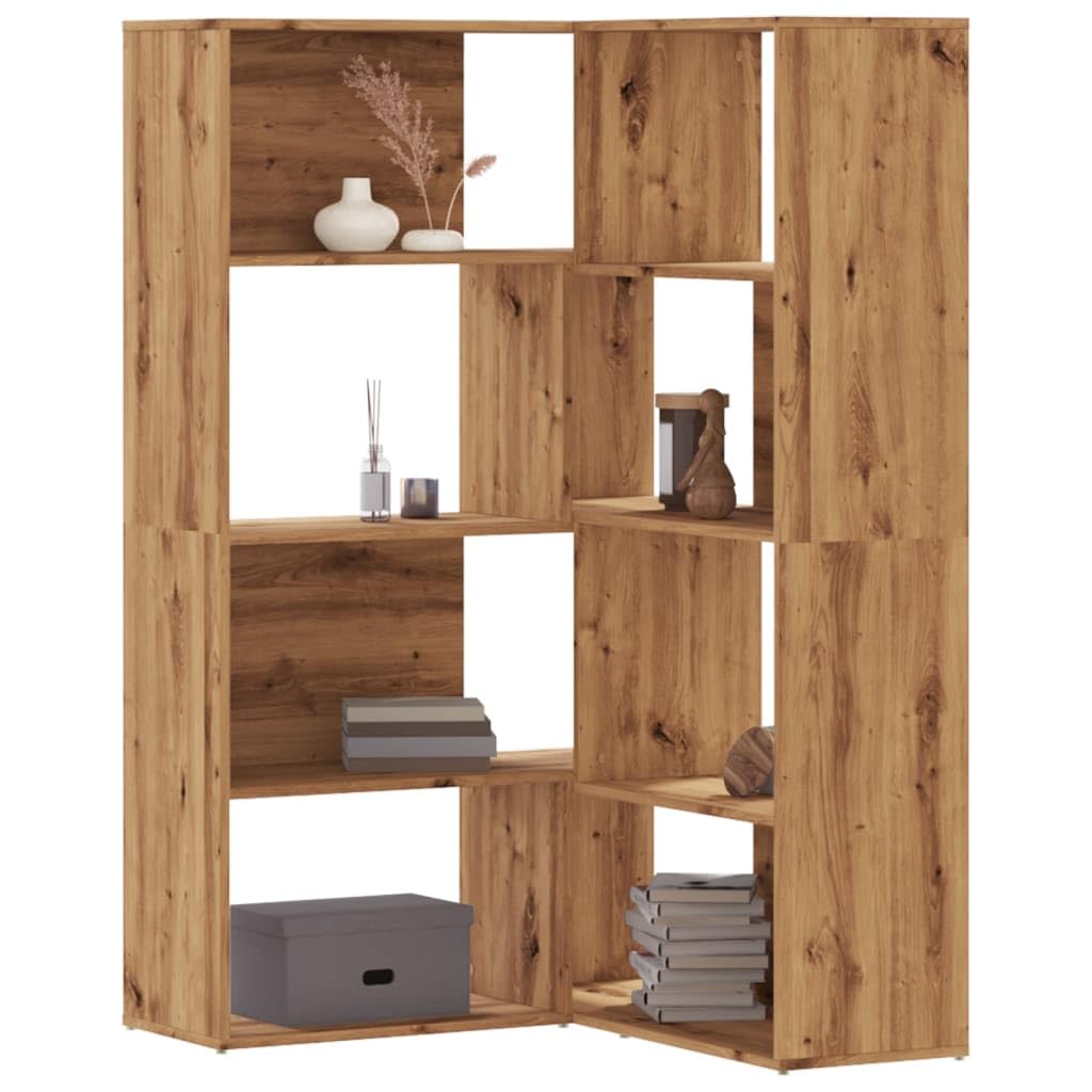 vidaXL Estantería Esquina 4 Niveles Madera Roble Artisan 85x85x140 cm