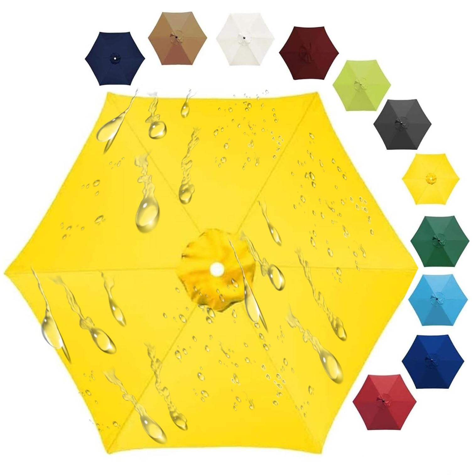 ILiemao Replacement Parasol Canopy 200CM 2.7M 300CM 6 Arms/8 Arms Replacement Parasol Fabric Cover for Garden Umbrella Waterproof Replacement Umbrella Cloth Canopy Cover(Yellow,6 ribs 2.5m 8.2ft)