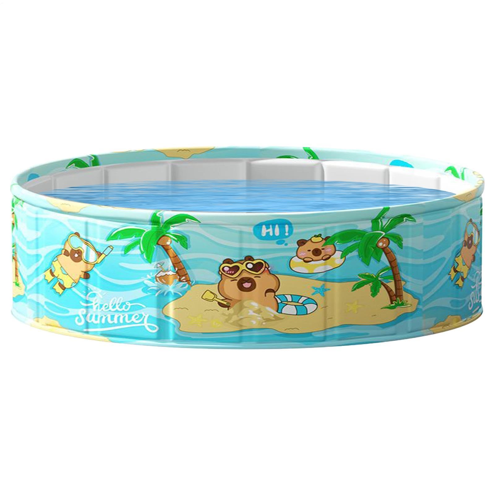 Foldable Swimming Pool | PVC Non-Inflatable Waterproof Bath Basin | Outdoor Kids Paddling Pools | for Boys Girls Pets Outside Indoor Garden Backyard Terrace Beach Lawn Water Party