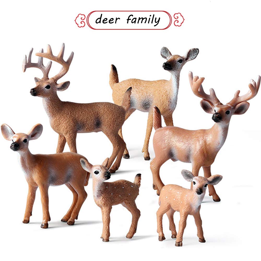 Buy L.DONG 6 Pack Deer Figurines Toy, Forest Animals WhiteTailed Deer