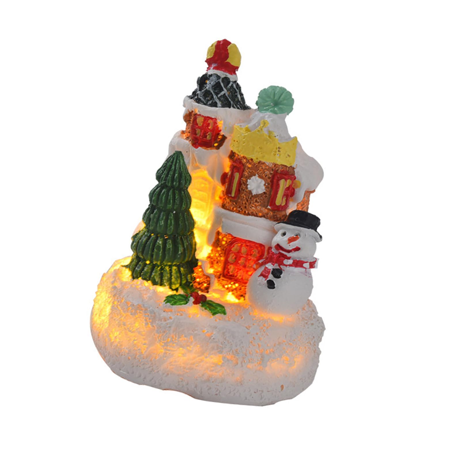 Elnwnnkc Christmas Themed Resin House Figurine Accessories Festives Table Top Embellishment Stylish Desktop Decoration for Home Christmas
