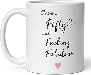 Confidently Quirky - Personalised 50 And Fucking Fabulous White Mug, 50th Birthday Gift Her, Woman 50th Birthday, Funny 50th Gift Mum, Fabulous 50th Birthday Present