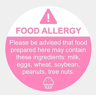 1.5'' 300PCS Pink Food Allergy Warning Labels Allergies Restaurant Food Safety Labels Self Adhesive Stickers