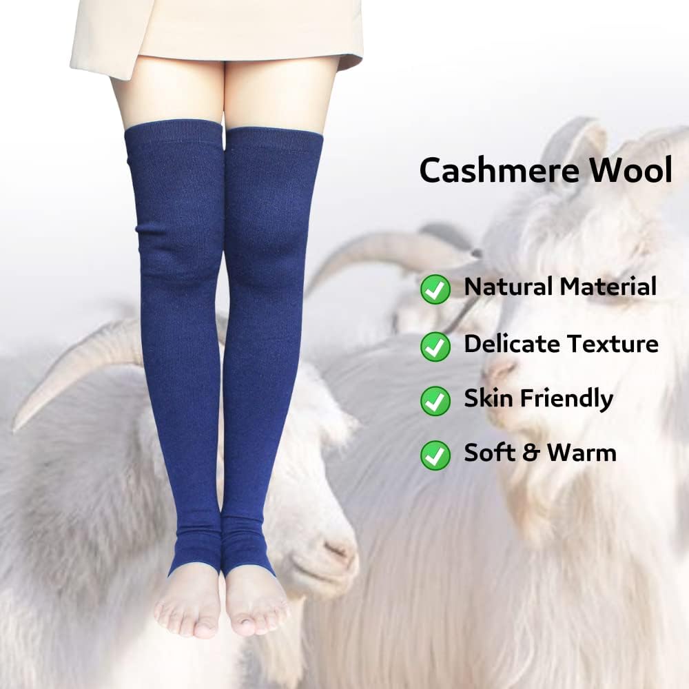 Share Maison Women's Cashmere Wool Winter Warm Knitted Over Knee High Boots Long Socks Stockings Leg Warmers - Image 3