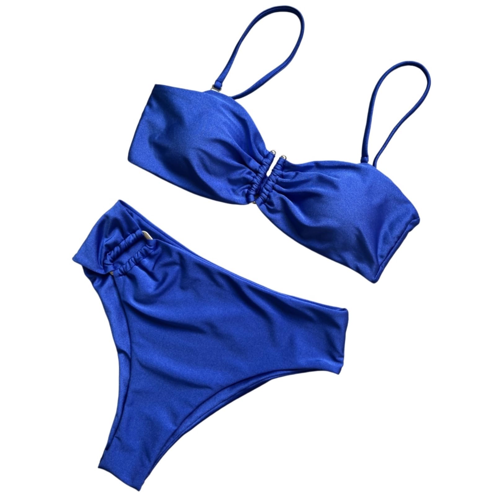 Bikini Mujer Mujeres Bandeau Set Ruched Traje De Baño Playa Dos Piezas-ut03-l