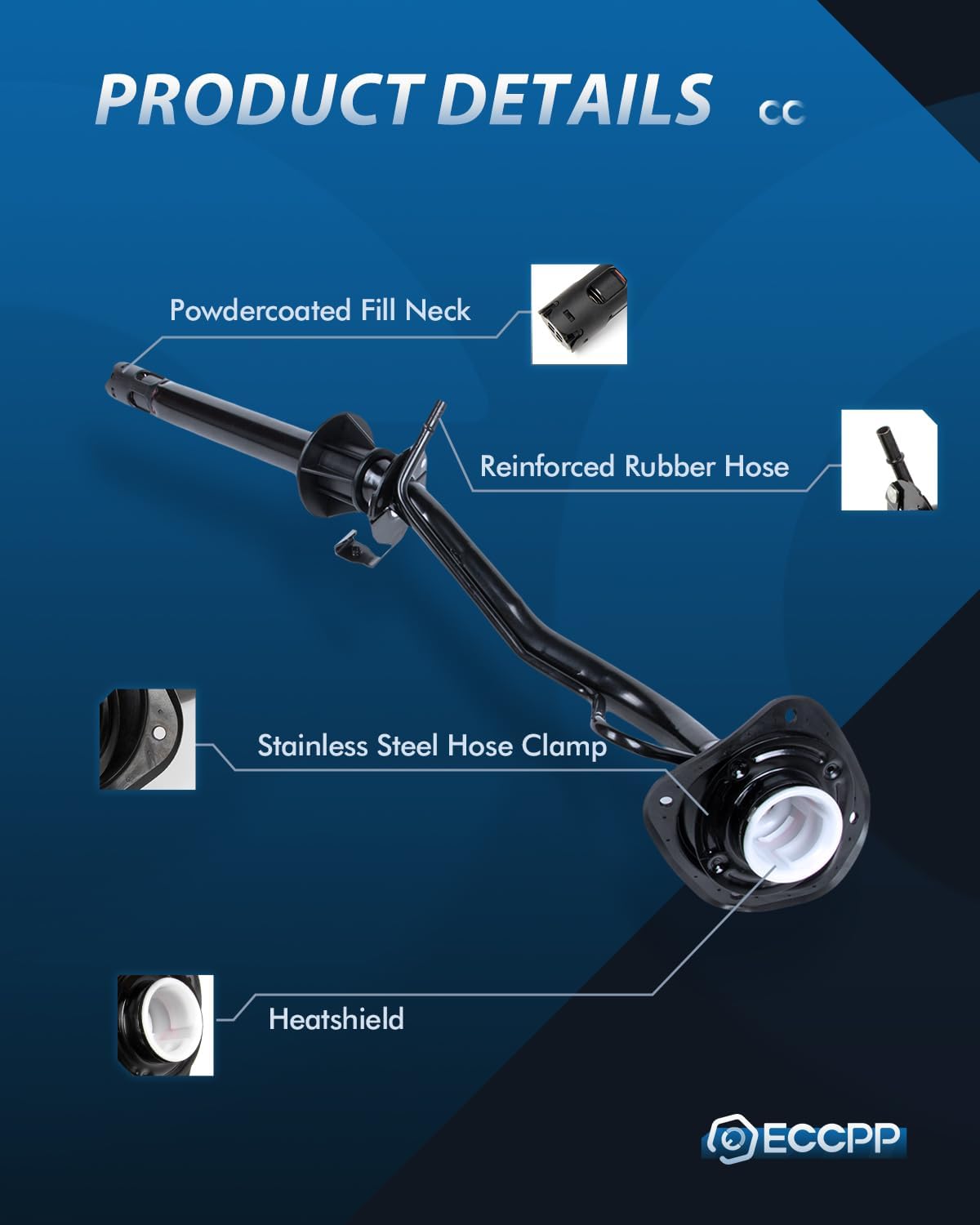 ECCPP Fuel Tank Filler Neck Pipe Hose Compatible For Ford Crown Victoria 1998-2004 For Mercury Marauder 2003-2004 Grand Marquis 1998-2004 V8 4.6L Gas Replace OE 3W7Z9034AA F8AZ9034EC