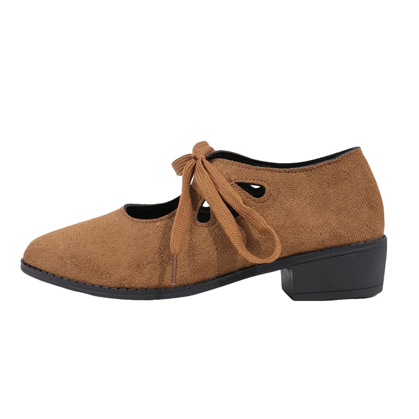 Women's Shoes Casual Low Heel Pointed Toe Solid Color Suede Strap Shoes Ladies Elegant All Season Office Daily Shoes L-639 Brown 4