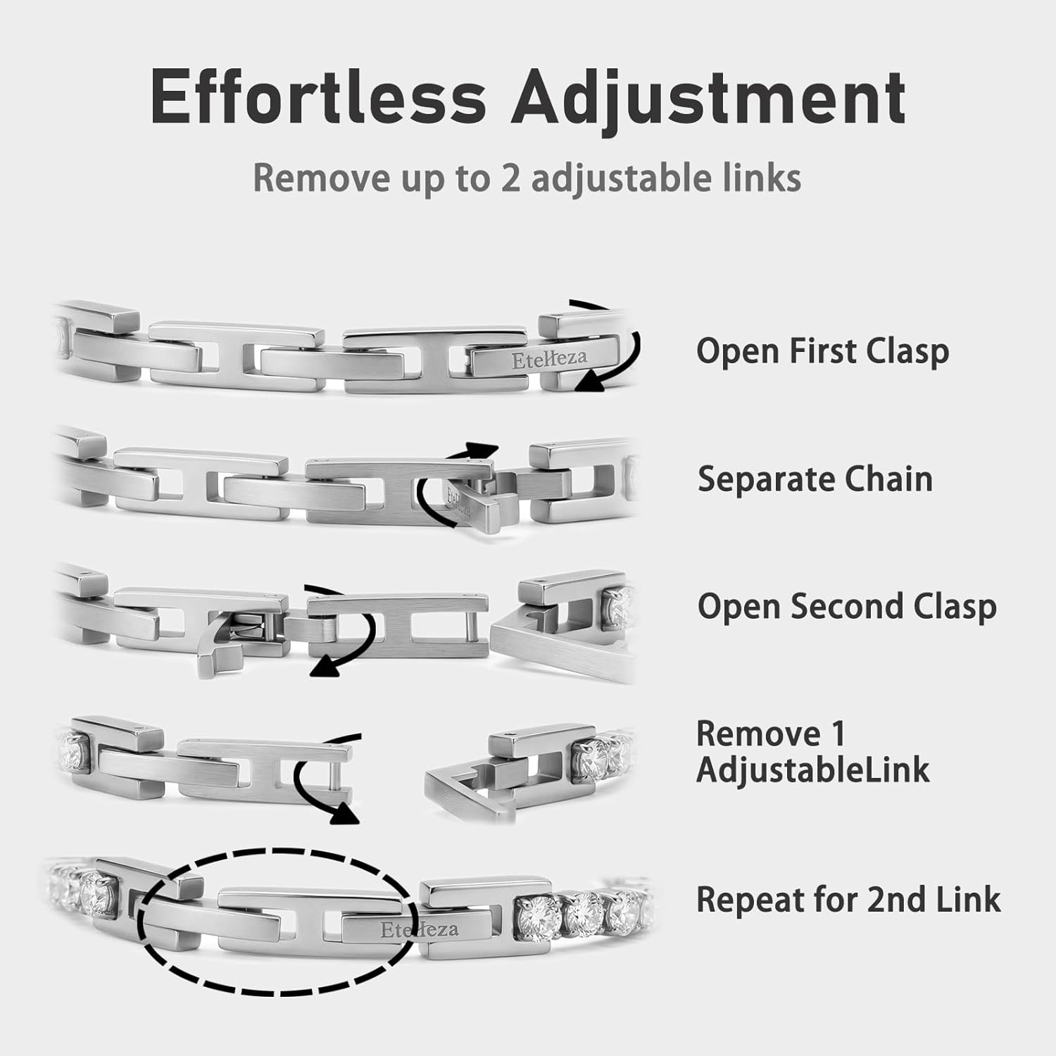 Waterpoof Non-Tarnish Tennis Bracelet for Women,Hypoallergenic Stainless Steel with 3mm Cubic Zirconia,Thicken PVD Plating with Real Gold, One Size Fits All withAdjustable Removable Links
