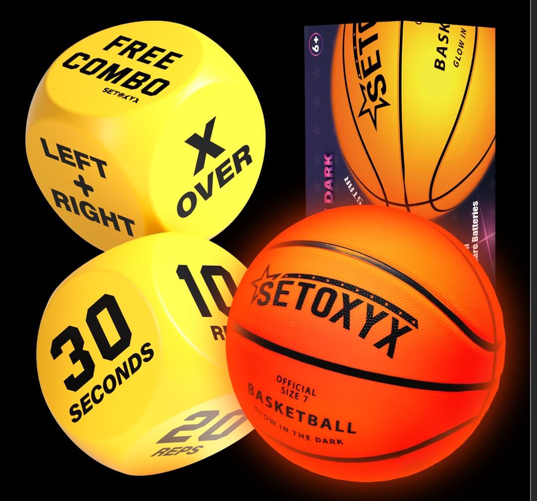 Glow in The Dark Basketball-Basketball Dribble Skills Dice Set