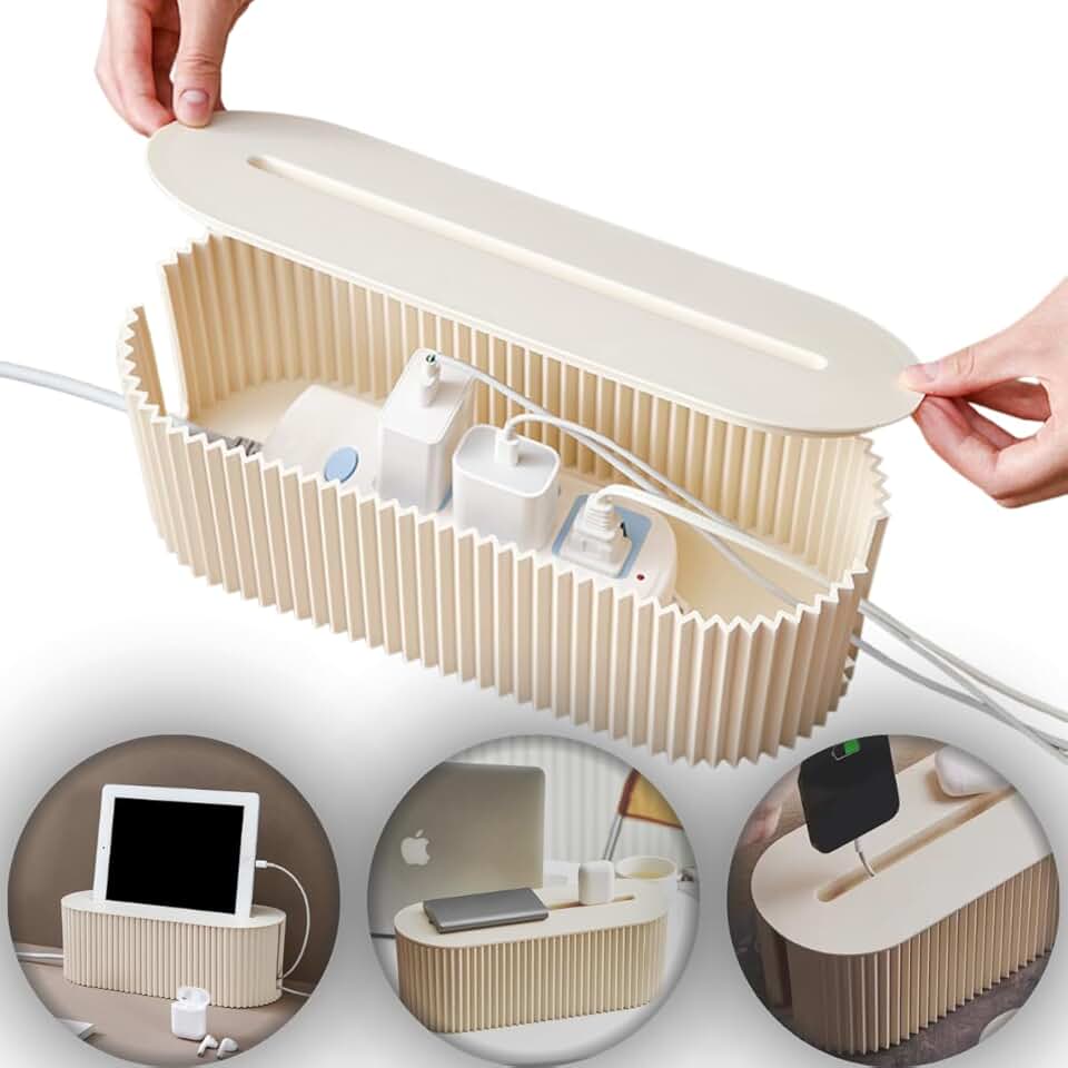 Caixa Organizadora de Fios e Cabos Porta Tomadas Fonte Régua de Energia Protetor Esconder Fios Para Mesa Escritório Casa