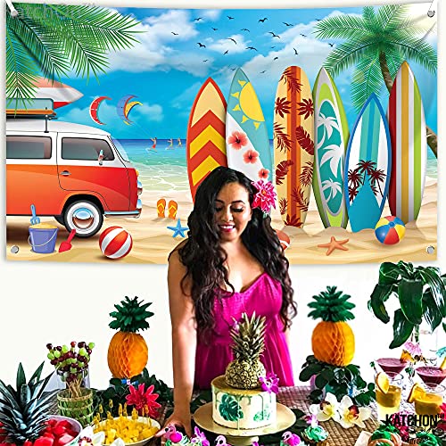 Image of KatchOn, XtraLarge Beach Backdrop, 72x44 Inch - Beach Party Decorations | Surf Party Decorations, Beach Theme Party Decorations | Beach Party Backdrop, Hawaiian Party Decorations, Summer Party Decor
