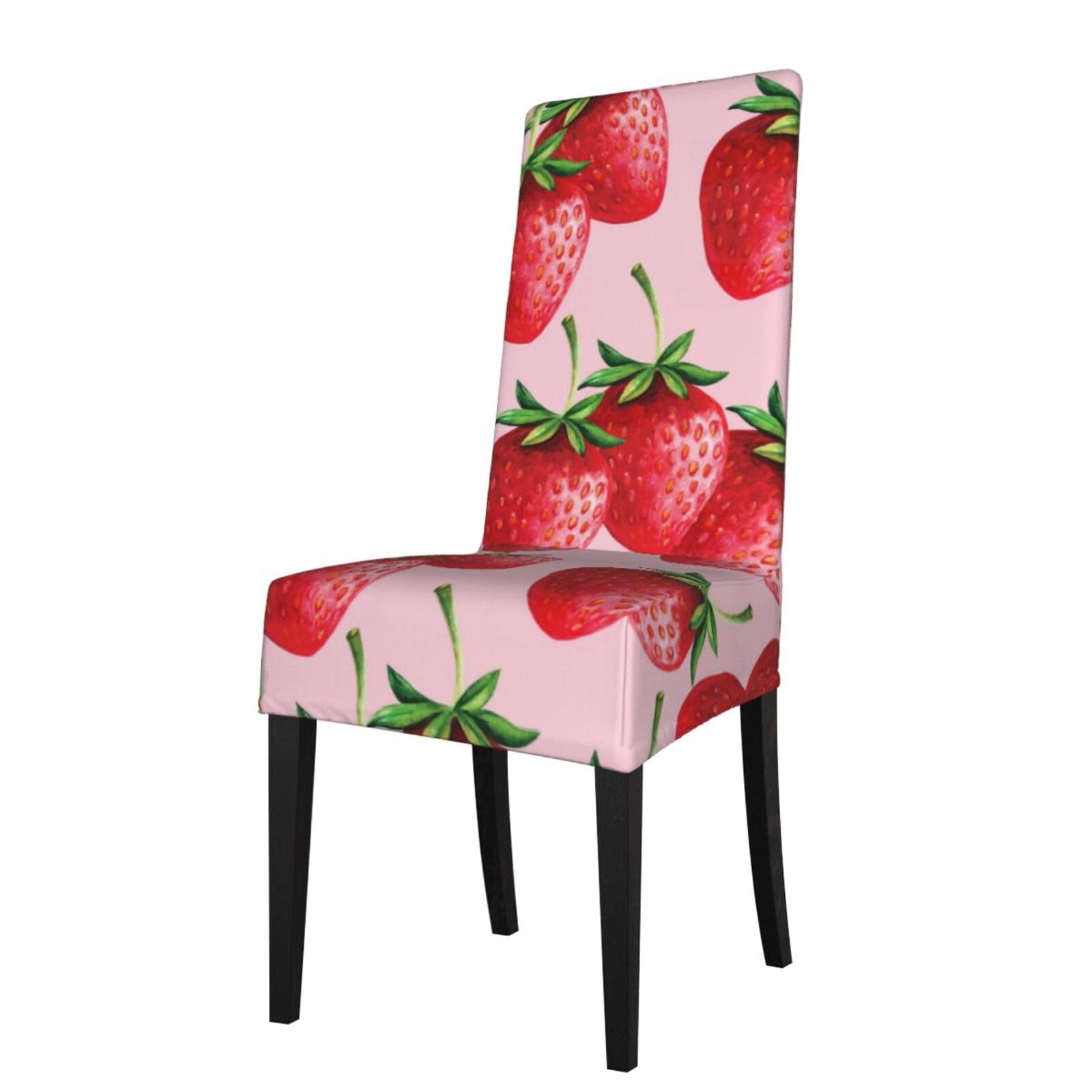 LKYMOH Strawberries With Pink Background, Chair Covers Stretch Chair Slipcovers for Dining Room, for Party Pet Protection Universal Fit Soft Polyester