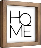 Pechpell 6 Inch Rustic Farmhouse 'Home' Wooden Sign - Wall Shelf Decor for Entryway Mantel Tiered Tray Cottage Housewarming Gift