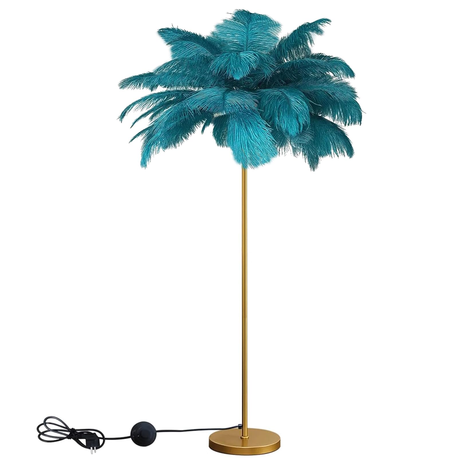 Lampadaire en plumes d'autruche et lampe de chevet en plumes avec abat-jour 48 plumes