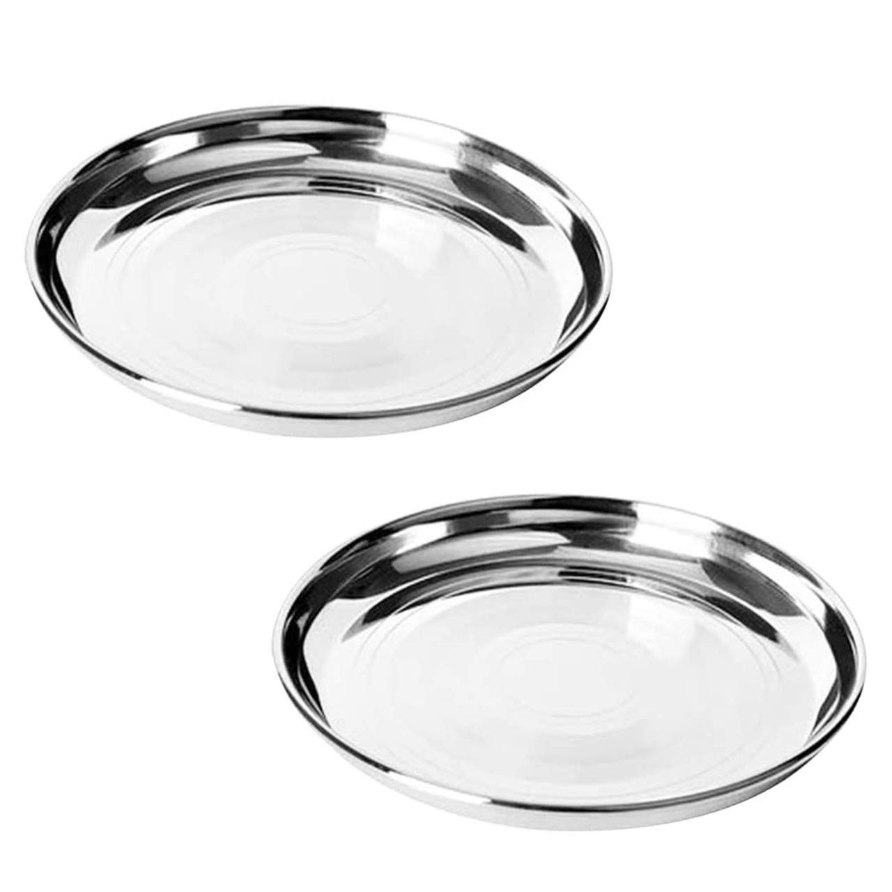 IndiaBigShopStainless Steel Quarter Pate | Dinner Plate | Mess Trays Great for Camping | Set of 2