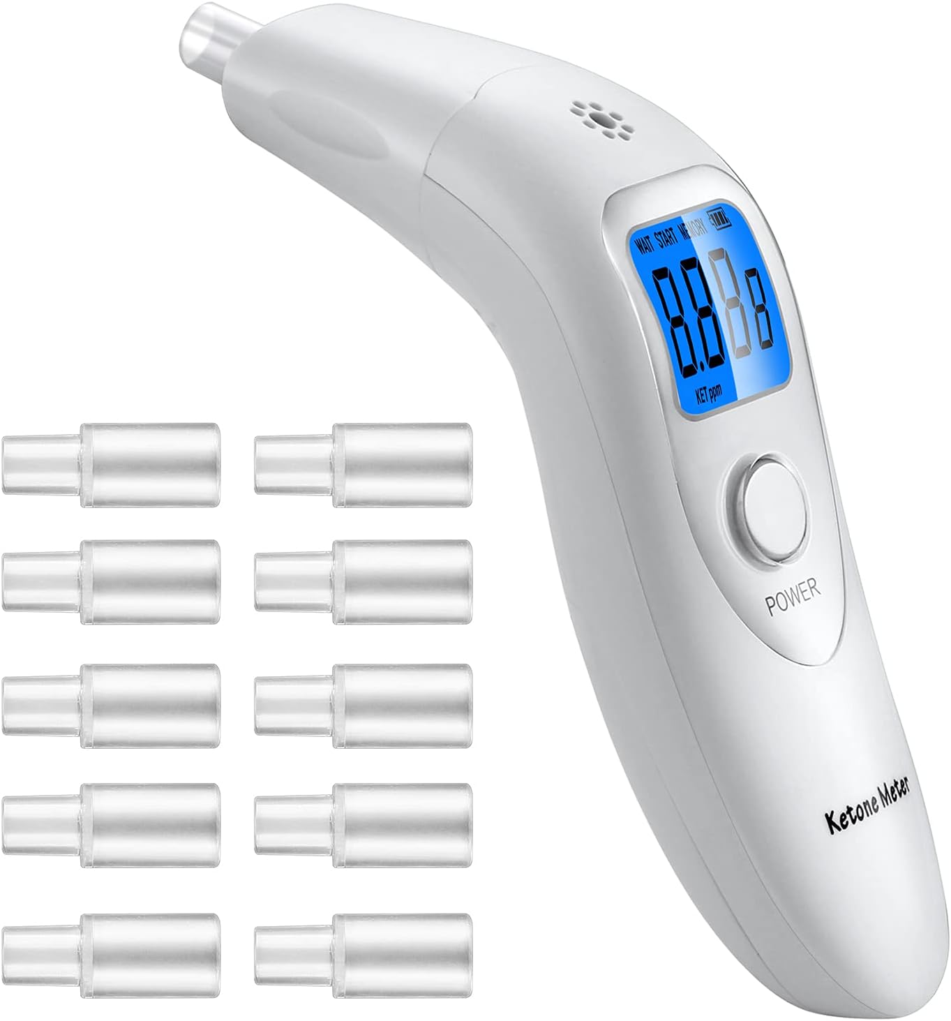 Ketosis Breath Analyzer Ketone Breath Meter Portable Ketone Breath Tester for Reliable Ketosis Monitoring - Includes 10 Mouthpieces