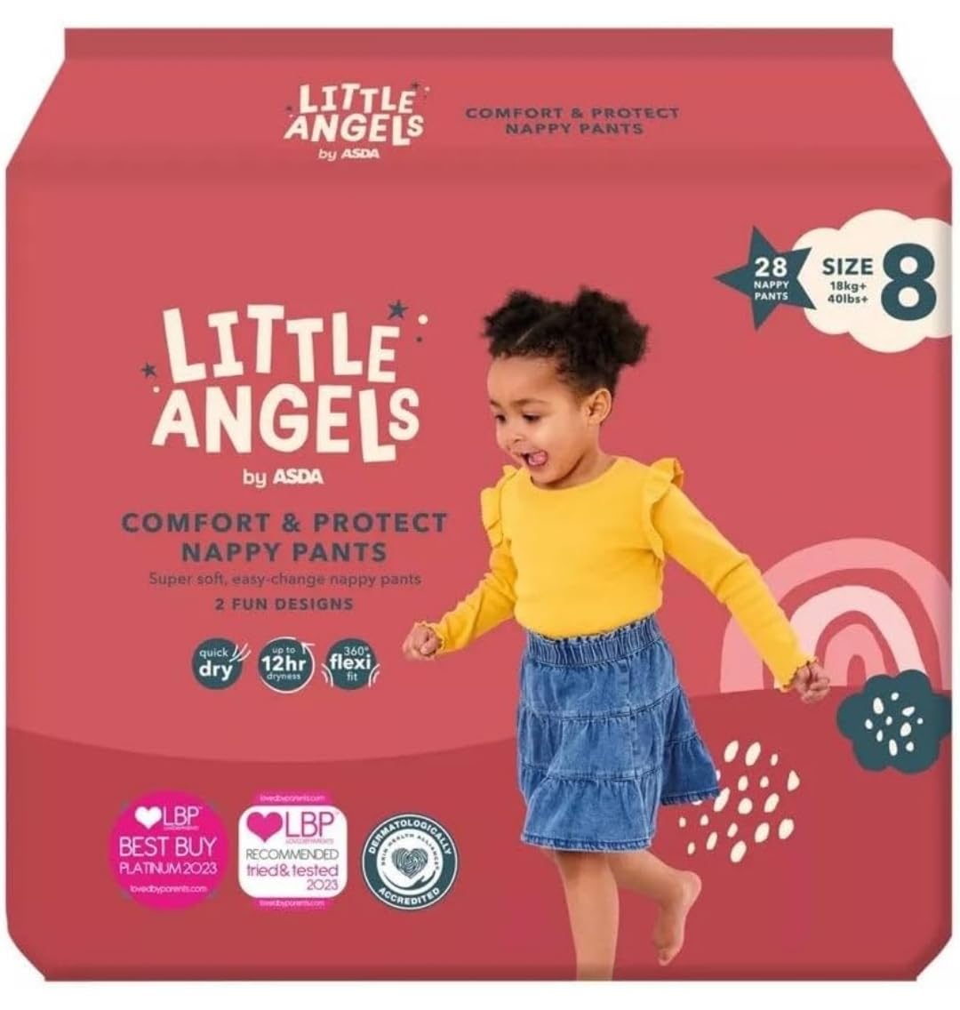 Bizzal ASDA Little Angels Nappy Pants, Size 8, 28 Pack