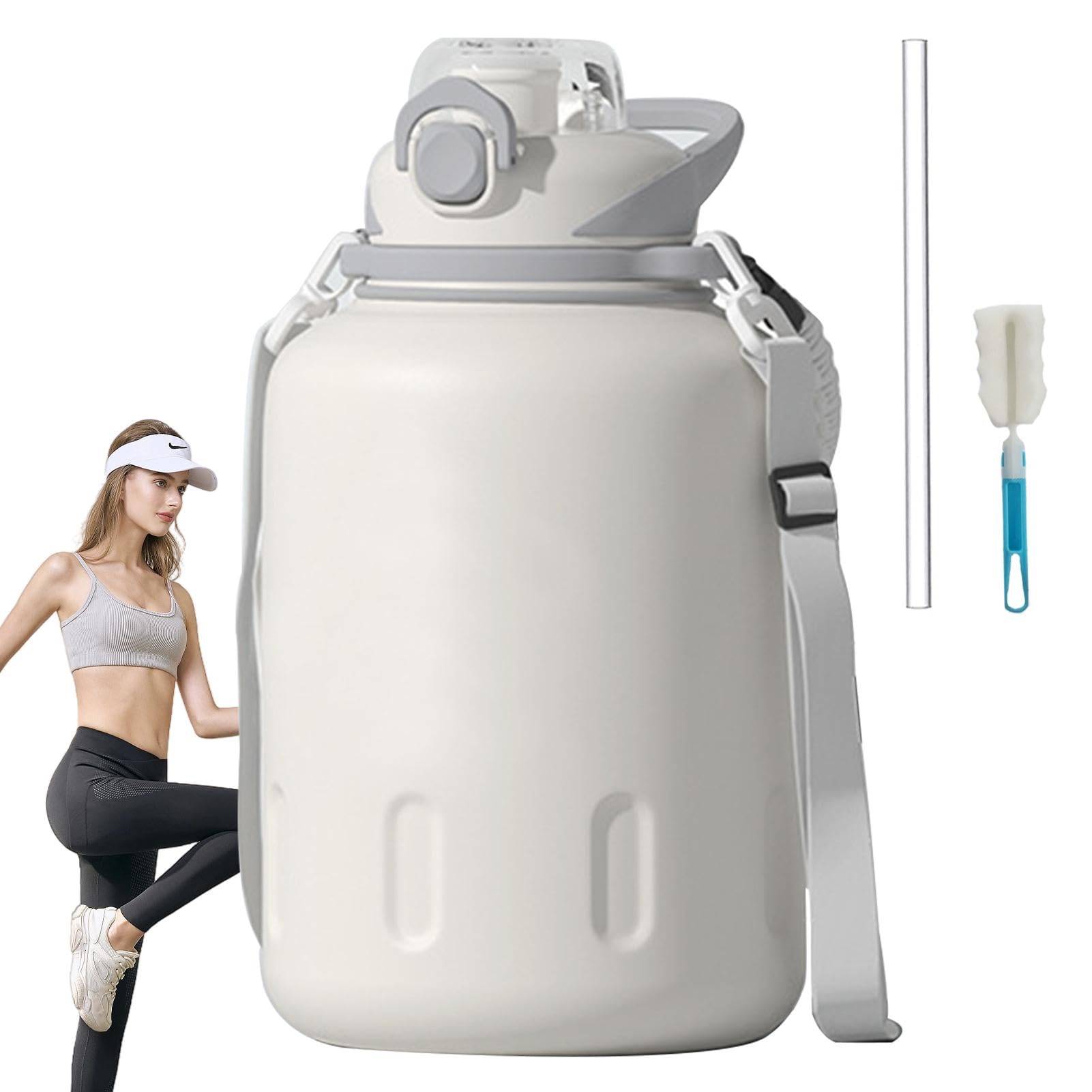 Wasserflasche, auslaufsichere Wasserflasche, Wasserbehälter, Sport-Wasserflasche, wiederverwendbare Wasserflasche, Wasserflasche mit Strohhalm und Bürste, Sportflasche, isolierte Wasserflasche, 1000