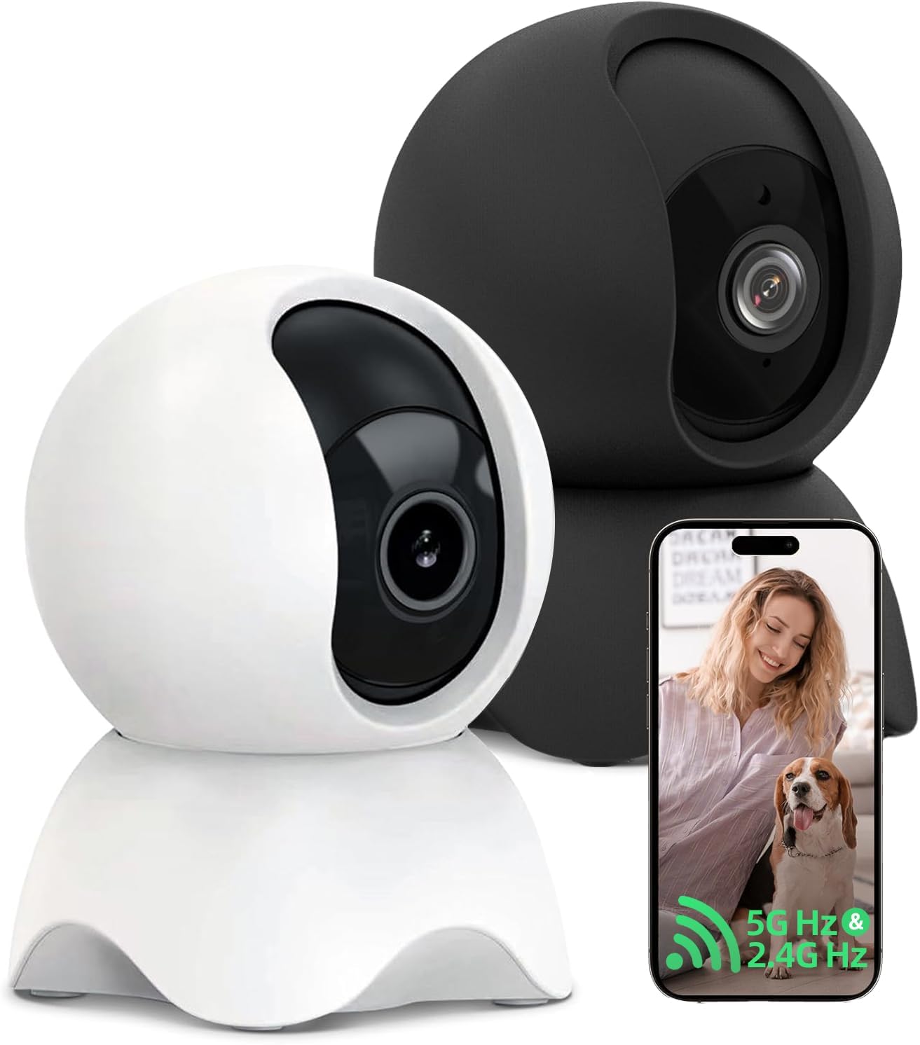 Security Indoor Camera, 1080P HD Dog & Baby Monitor, 5/2.4GHz with Motion Detection,SD & Cloud Storage,Night Vision Pet & Baby Camera Two Way Audio, Privacy Mode