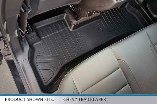 Miniatura 4 de SMARTLINER Juego de alfombrillas de piso de 2 filas y forro de carga detrás de la segunda fila (cubierta superior), color negro, compatible con