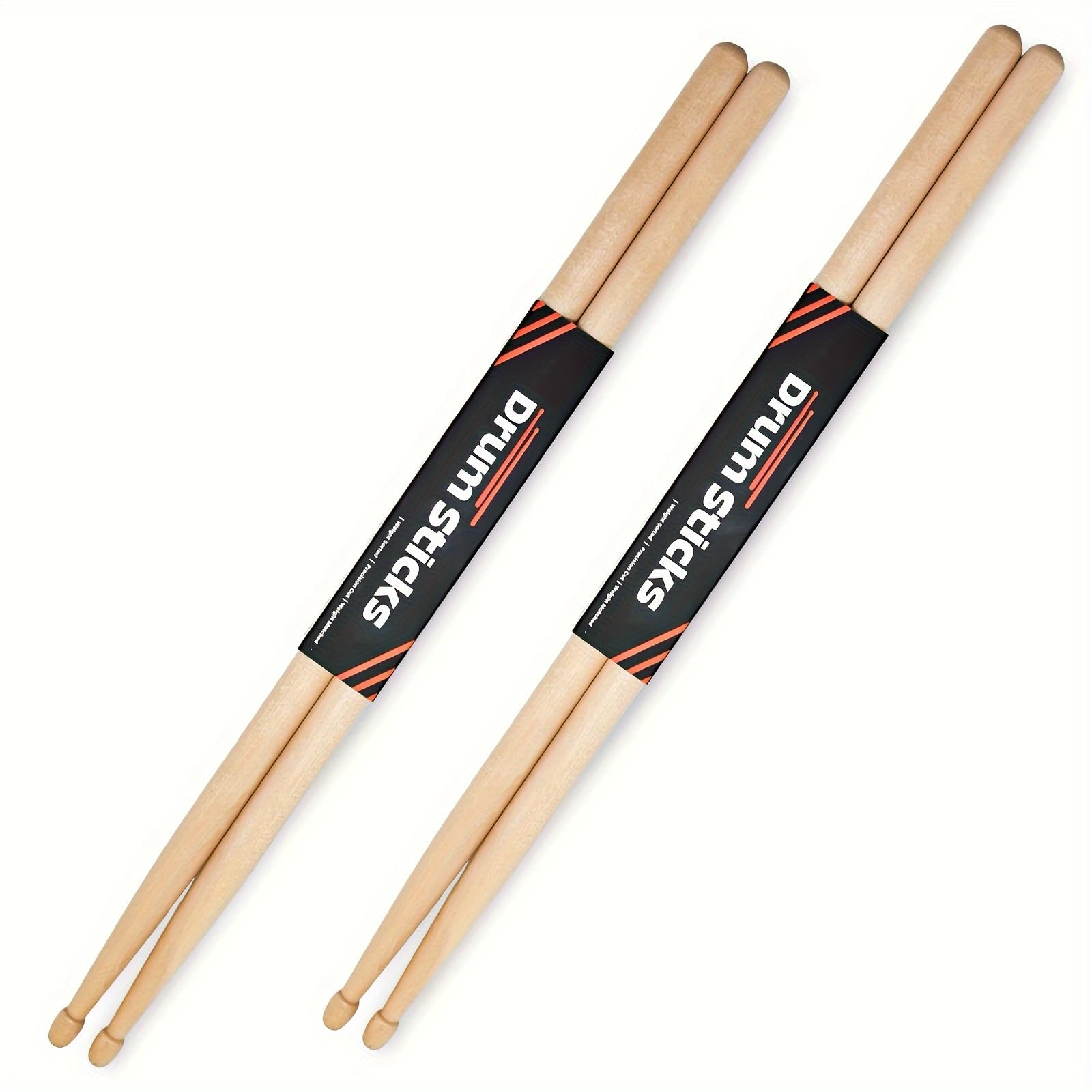 2 works Drum Sticks 5A, Professional Classic Maple Wood Drumsticks, Wood Tip for Acoustic Drums or Electronic Drums Adults